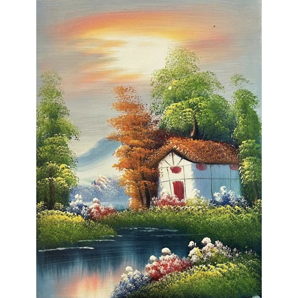 Cottage with blooming flowers